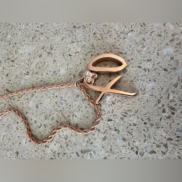 Medium 18K Rose Gold Plated Short XO chain - Picture 7 of 8